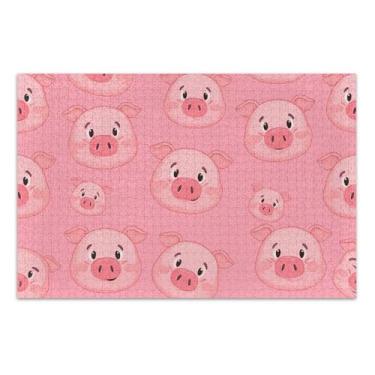 Imagem de Quebra-cabeça rosa com rostos de porco fofos, 1000 peças para adultos, presentes divertidos e tolos, pintura de brinquedo artístico, 75 x 40 cm