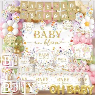 Imagem de Baby in Bloom Decorações de chá de bebê - Kit de guirlanda de arco de balão de flores silvestres de primavera