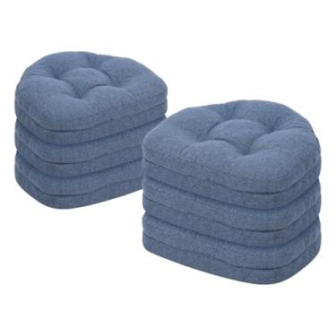 Imagem de baibu Conjunto de 6 almofadas para cadeira de jantar, almofadas de assento Windsor de espuma viscoelástica com design patenteado de camada dupla, almofadas para cadeira de cozinha com laços e capa