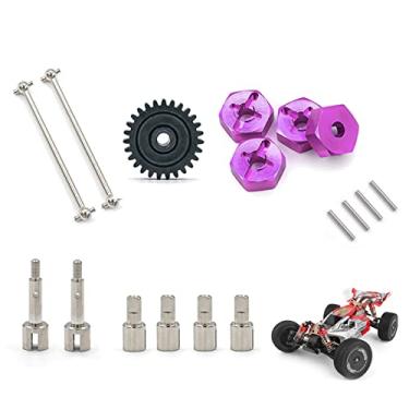 Imagem de Cuofyunl rc eixo da roda copos diferenciais cão osso engrenagem do motor para 1/14 144001 rc carro atualizações peças acessórios (Roxa)