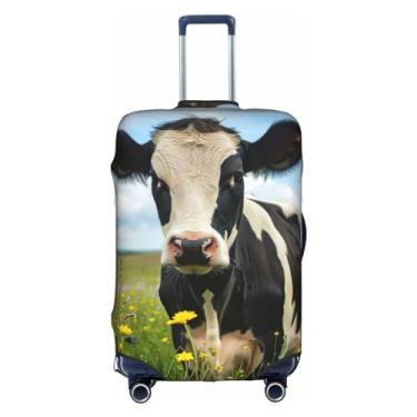 Imagem de XLLingL Capa protetora de mala de viagem com estampa de vaca leiteira, com zíper oculto, tecido elástico lavável, Branco, X-Large