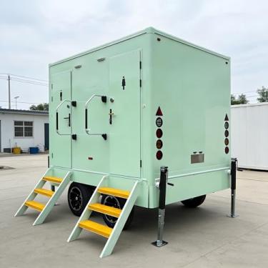 Imagem de Banheiro portátil de luxo rebocável – banheiro externo para adultos, trailer móvel de banheiro com comodidades completas, ideal para eventos corporativos e reuniões de quintal de acampamento e adultos