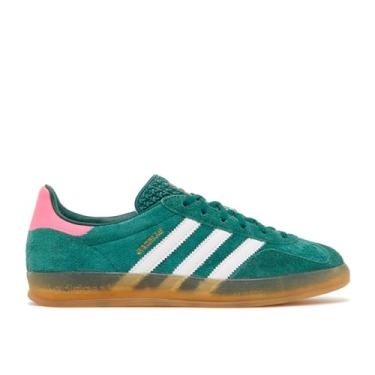 Imagem de adidas Tênis feminino Gazelle para uso interno, verde, rosa, tamanho 36