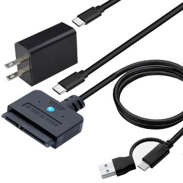 Imagem de FARBOKO Adaptador USB 3.0 para SATA, conversor de disco rígido USB A e tipo C de 2,5/3,5 polegadas com fonte de alimentação de 30 W, transferência de alta velocidade UASP de 5 Gbps, plug-and-play para