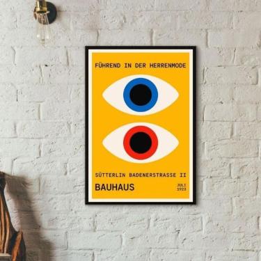 Imagem de Quadro Bauhaus Poster Olhos - Amarelo 33X24Cm - Com Vidro