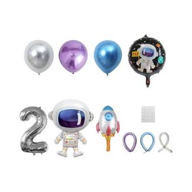 Imagem de Conjunto De Balões Coloridos De Astronauta E Foguete Espacial 33 Peças
