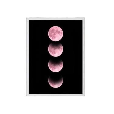 Imagem de Quadro Fotografia Fases Da Lua Rosa 33X24Cm - Com Vidro