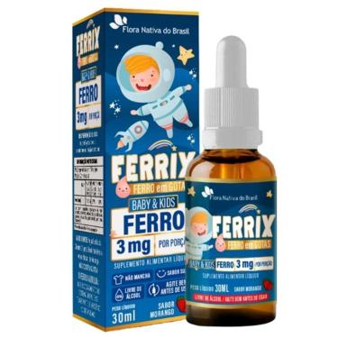 Imagem de Ferrix Ferro Para Crianças 3mg em Gotas 30ml Sabor Morango-Unissex