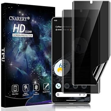 Imagem de Cnarery Pacote com 2 protetores de tela de privacidade para Google Pixel 7 Pro [sem vidro], protetor de tela de TPU flexível antiespião, suporte para desbloqueio de impressão digital cobertura total