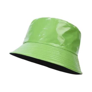 Imagem de Chapéu Bucket Unissex Impermeável De Couro PU Estilo Hip-Hop Brilhante