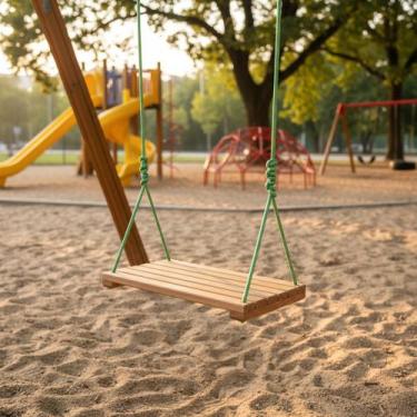 Imagem de Balanço Infantil Suspenso Madeira Com Corda Quintal Jardim 50x30 - Tot