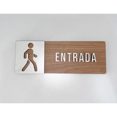 Imagem de Placa de sinalização Entrada em mdf - Realaser Store