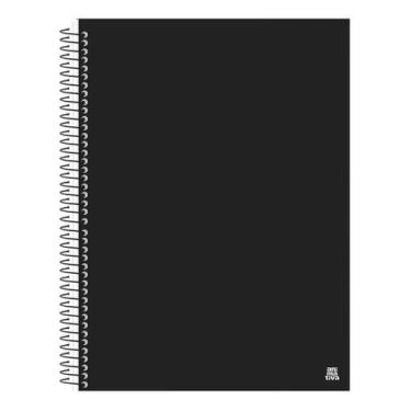 Imagem de Caderno universitário 10 matérias 140 folhas capa dura preta com espir