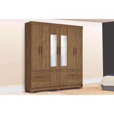 Imagem de Guarda Roupa Casal Curitiba 8.4 8 Portas de Bater 4 Gavetas MDP Blush Jatobá Santos Andirá