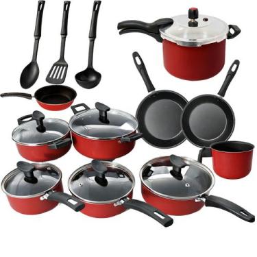 Imagem de Jogo 13 Peças Panela De Pressão 4,5l Antiaderente Frigideira - Imperia