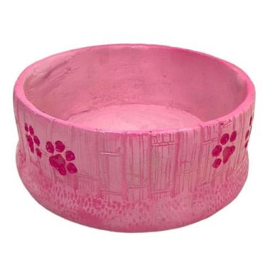 Imagem de Comedouro Pet com Patinhas Tigela em Resina Bebedouro Cachorro Gato - 