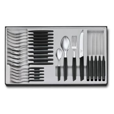 Imagem de Conjunto de talheres de Mesa Swiss Modern 24p Victorinox preto