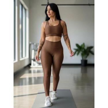 Imagem de Conjunto Top e Legging Fitness 3D Cropped com Bojo Removível e Calça C