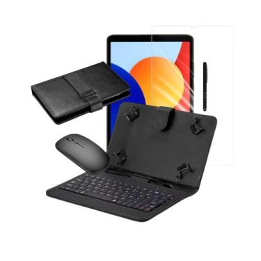 Imagem de Capa com Teclado + Película + Mouse + Caneta Touch Para Tablet Redmi P