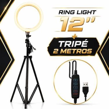 Imagem de Ring Light Com Tripé 2,10m Para Fotos Vídeos e Lives