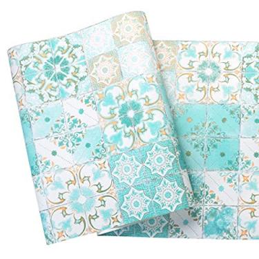 Imagem de WSWJDW Grade geométrica 3D papel de parede adesivos de parede PVC impressos à prova d'água retro papel de parede ladrilhos de decoração de sala de estar papel, 3,53 cm x 10 m