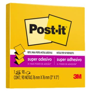 Imagem de Post-it, 3M, Bloco de Notas Super Adesivas, Refil, Amarelo Sol, 76mm x 76mm, 90 folhas