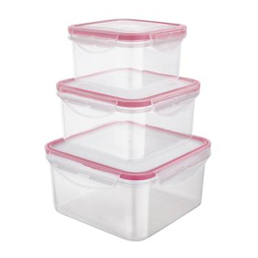 Imagem de Conjunto de Potes Herméticos Quadrados Euro Home PLA3666-VM em Plástico – 3 Peças 