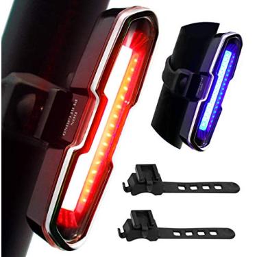 Imagem de Luz traseira de bicicleta recarregável potente – 110 lúmens, carregamento USB-C, com 5 modos vermelho/azul para andar à noite, DON PEREGRINO B2