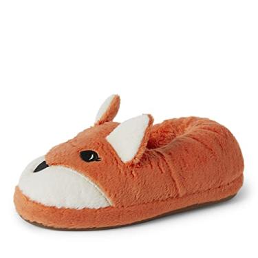 Imagem de Dearfoams Pantufa lavável infantil infantil com animais caprichosos, Tempero laranja, 1 Big Kid