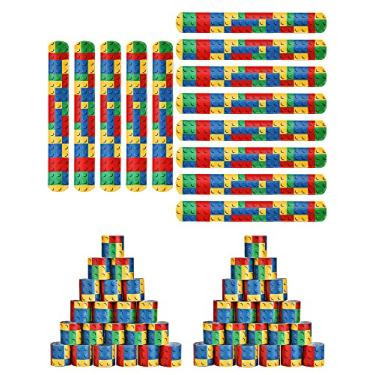 Imagem de Pulseira de tapa de festa de tijolo colorido tapa blocos de construção pulseiras padrão pacote de lembranças de festa pulseira tapa suprimentos de festa e lembranças para crianças adolescentes adultos, Cloreto de polivinilo, Ágata