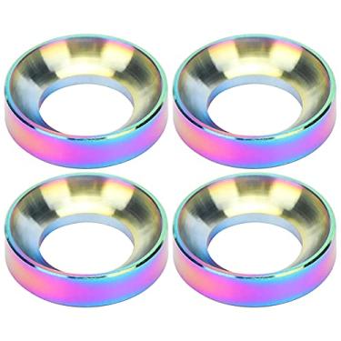 Imagem de VGEBY Espaçadores de parafuso de bicicleta, 4 peças de parafusos de liga de titânio para mountain bike espaçadores pinça de freio junta côncava M6 para bicicleta de estrada