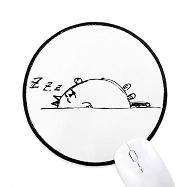 Imagem de Mouse pad Lazy Cat Lying Line Desktop Office Tapete redondo para computador