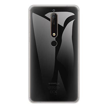 Imagem de Capa para Nokia 6.1, capa traseira de TPU (poliuretano termoplástico) macio à prova de choque de silicone anti-impressões digitais capa protetora de corpo inteiro para Nokia 6 2018 (5,50 polegadas) (transparente)
