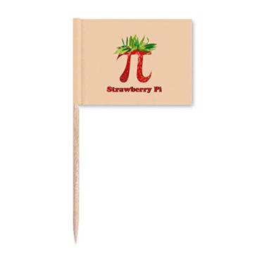 Imagem de Marcador de palito de dente de morango Pi Calculating Mathematical Topper Decoração de festa