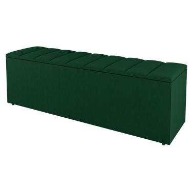 Imagem de Calçadeira Baú Solteiro Cora 90Cm Suede Verde - Desk Design