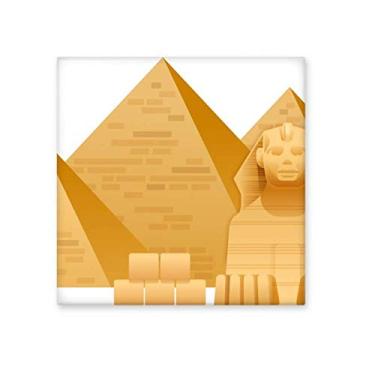 Imagem de Azulejo de cerâmica brilhante com estampa de esfinge da pirâmide do Egito