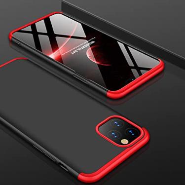 Imagem de Capa de capa completa de 360 graus para iphone 11 Pro 2019 capa com capa de plástico de vidro temperado para iPhone 11 Pro Max Phone, vermelho preto, para iPhone 11