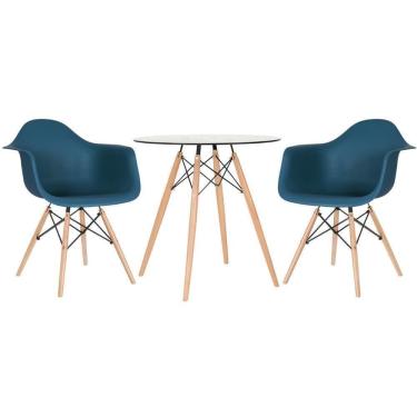 Imagem de Mesa Eames 70cm + 2 Cadeiras Eiffel Daw Azul Petróleo