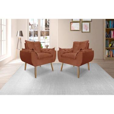 Imagem de Kit 2 Poltronas Opala Decorativa Suede, Escritório, Consultório, Quarto, Recepção