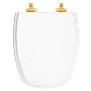 Imagem de Assento Sanitário Laqueado Soft Close Monte Carlo Branco para vaso Deca com Ferragem Dourada