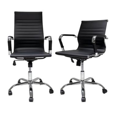 Imagem de Kit Cadeira de Escritório Presidente Stripes + Cadeira de Escritório Diretor Stripes Pretas