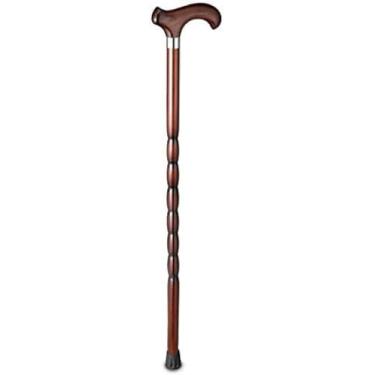 Imagem de Bengala de madeira feita à mão com base de borracha antiderrapante, bengalas de faia ajustáveis ​​com alça de pulso, muletas, corrimão para homens e mulheres na moda, estilo 3,80 cm