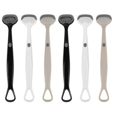 Imagem de Adorila Pacote com 6 escovas de língua e raspador, limpador de língua para adultos, limpador de raspador de língua para higiene oral e hálito fresco
