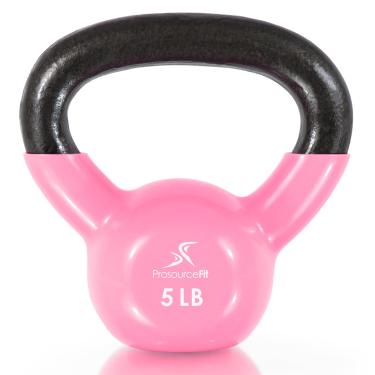 Imagem de ProsourceFit Kettlebells de ferro fundido revestido de vinil para exercícios físicos de corpo inteiro, treinamento Crossfit 2,2 kg, rosa