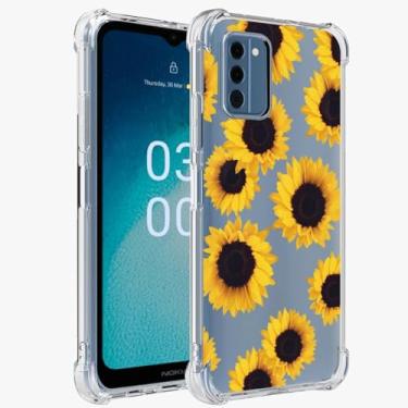 Imagem de Sidande Capa para Nokia C300, Nokia C 300 para meninas e mulheres, capa protetora fina de TPU flexível e floral transparente para Nokia C300 girassol