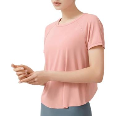 Imagem de Camiseta feminina de manga curta para ioga com sensação de gelo e secagem rápida para ioga, Tipo 1 GG, Tamanho Único