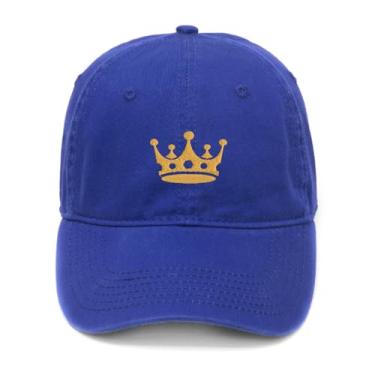 Imagem de Boné de beisebol masculino bordado Crown King algodão lavado, Azul, 7 1/8