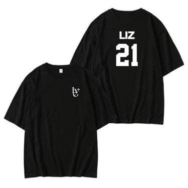 Imagem de Camiseta Album Eleven Merch com estampa de suporte e gola redonda manga curta, Liz-preto, XXG