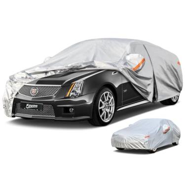 Imagem de Capa de carro de 6 camadas Kayme Impermeável para todos os climas para automóveis, cobertura completa para uso externo, proteção contra chuva e sol, UV, prata