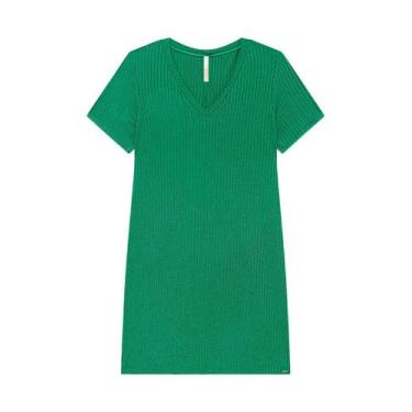 Imagem de Vestido Curto Lunender Plus Size Canelado Verde